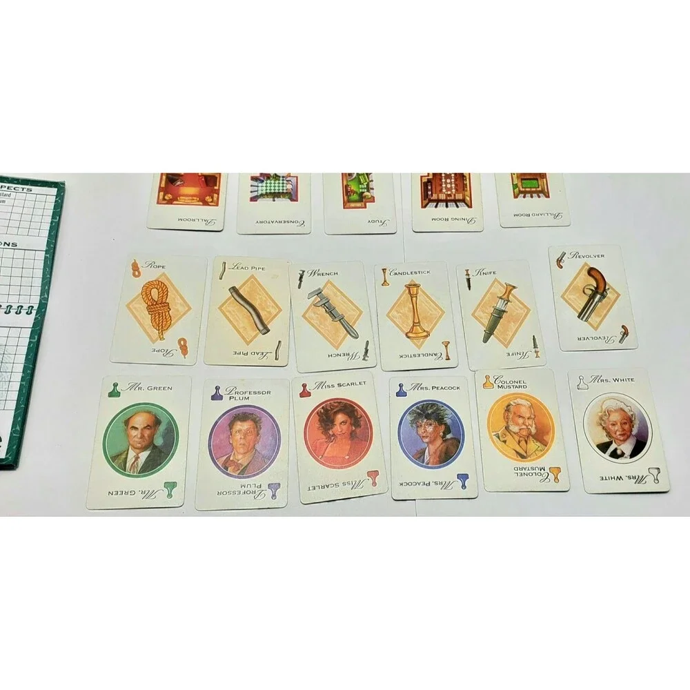 CLUE Game Cards Complete Set Green Back 1996 Deck Partial Unused  Notebook